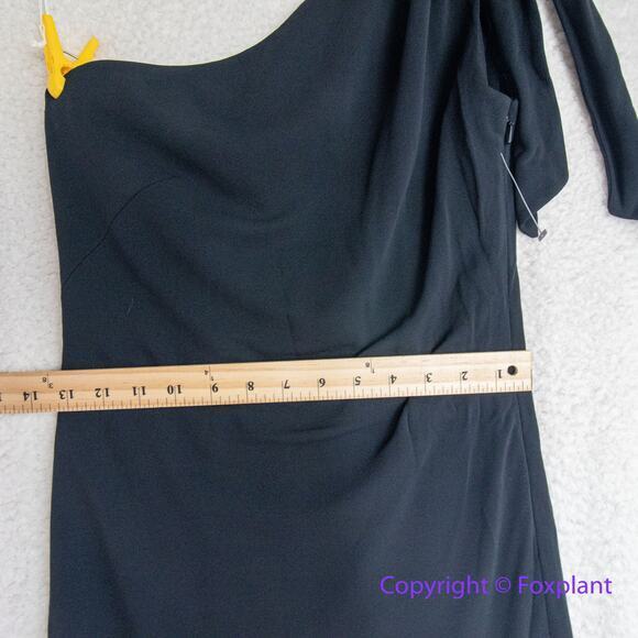 Kay Unger black one shoulder beaded asymmetric hem dress, size 6 - Picture 9 of 16